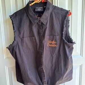 Harley-Davidson Black Shirt with Orange Accents